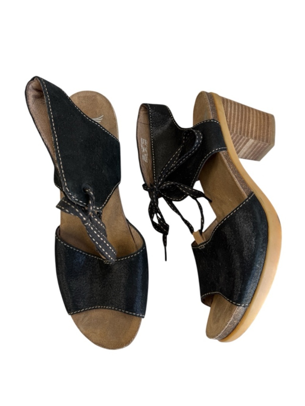 Dansko Black Leather Dez Lace-Up Sandal Sz 42 US 12